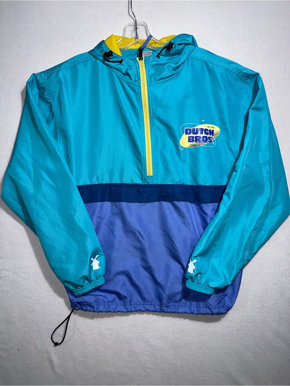 Dutch Bros Coffee Retro Colorblock Hooded Windbreaker Jacket Medium